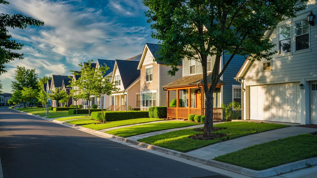 Charlotte NC skyline and residential neighborhood