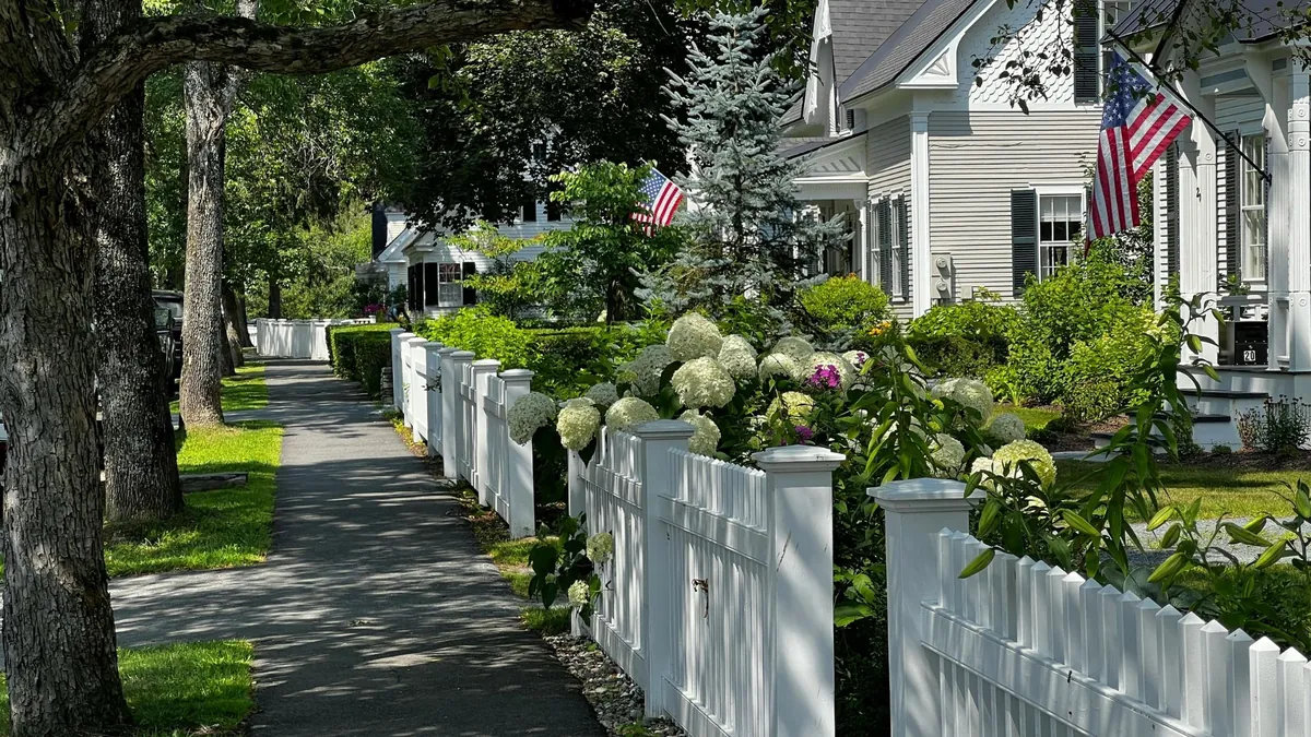 Tree-lined residential street in Matthews NC southeast of Charlotte